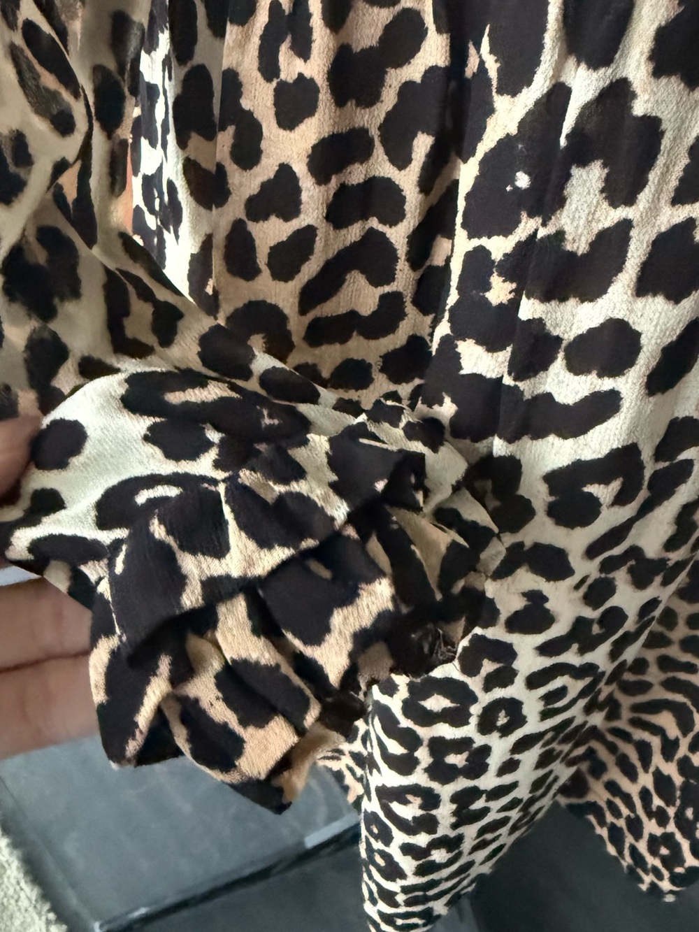 Ganni Leopard Print Ruffle-Neck Long-Sleeve Dress - Leopard Print - Picture 3 of 7